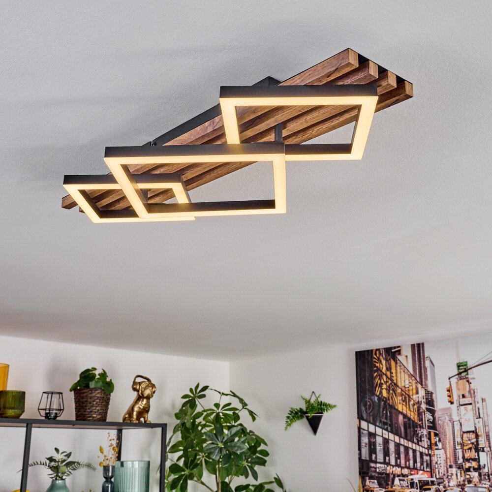 Ellekilde ceiling light LED brown, Wood like finish, black, 1-light source