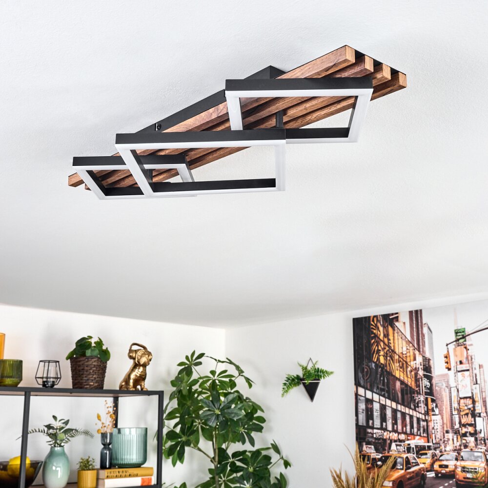 Ellekilde ceiling light LED brown, Wood like finish, black, 1-light source