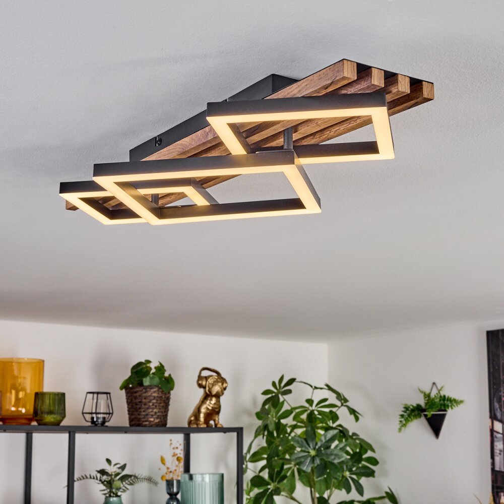 Ellekilde ceiling light LED brown, Wood like finish, black, 1-light source