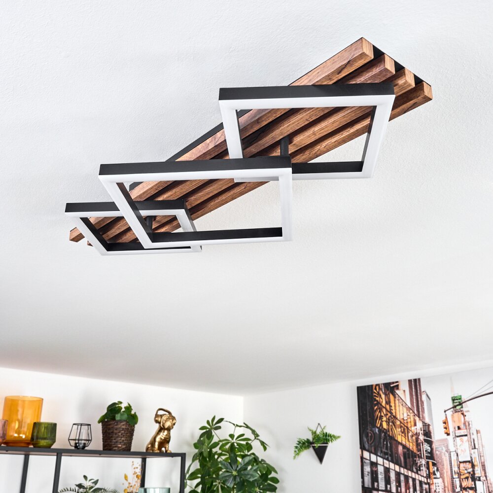 Ellekilde ceiling light LED brown, Wood like finish, black, 1-light source