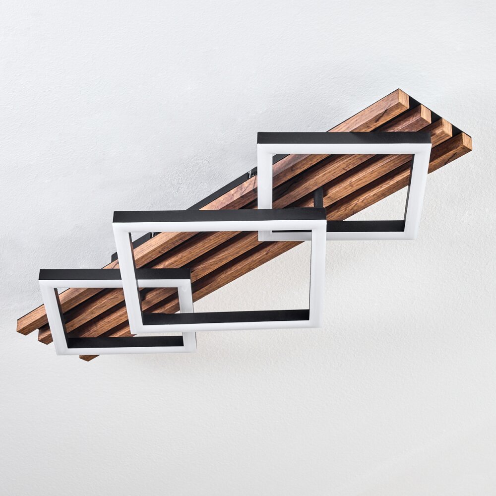 Ellekilde ceiling light LED brown, Wood like finish, black, 1-light source