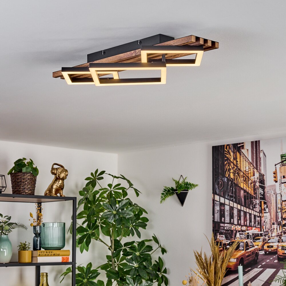 Ellekilde ceiling light LED brown, Wood like finish, black, 1-light source