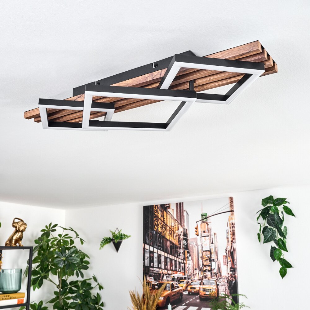 Ellekilde ceiling light LED brown, Wood like finish, black, 1-light source