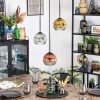 Ripoll hanging light, globe light, pendant light gold, clear, coppery, Smoke-coloured, 3-light sources