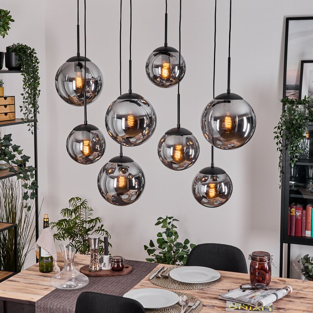 Gastor hanging light, globe light, pendant light Smoke-coloured, 8-light sources main product photo