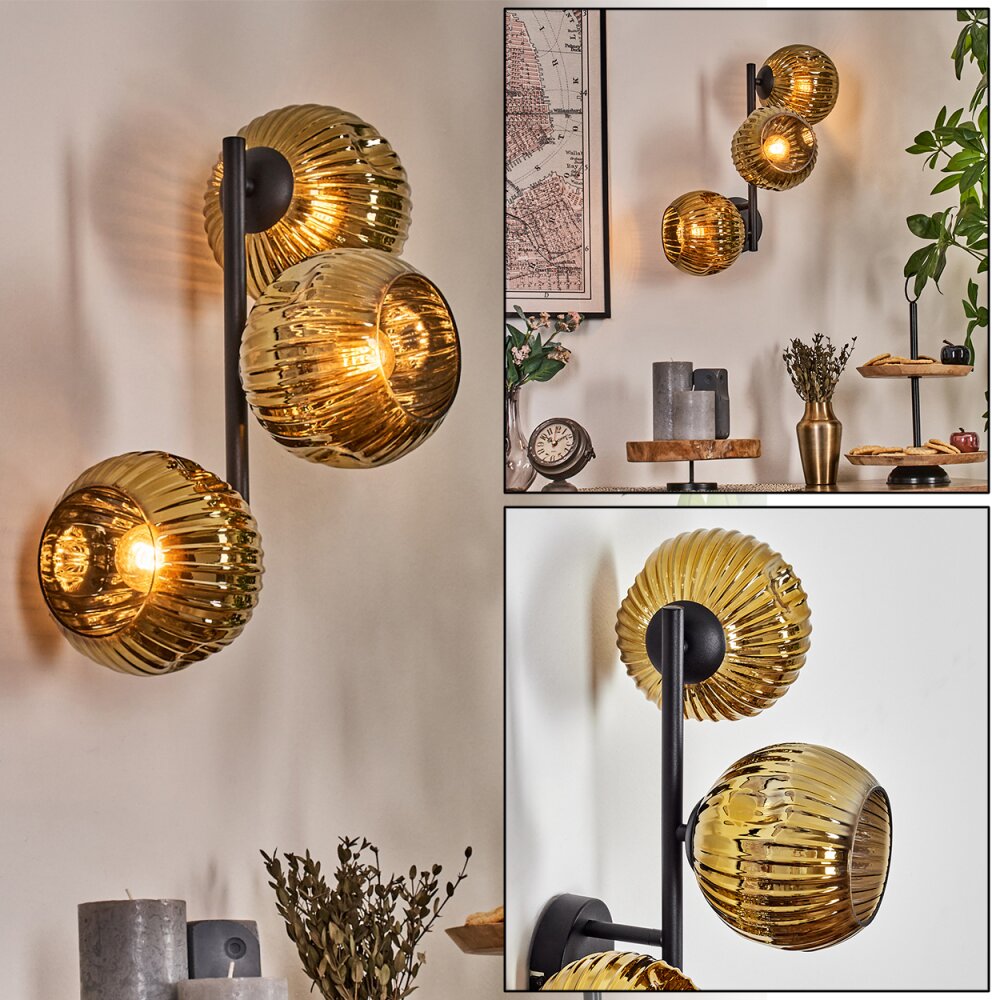 Ripoll globe light, wall light gold, 3-light sources main product photo