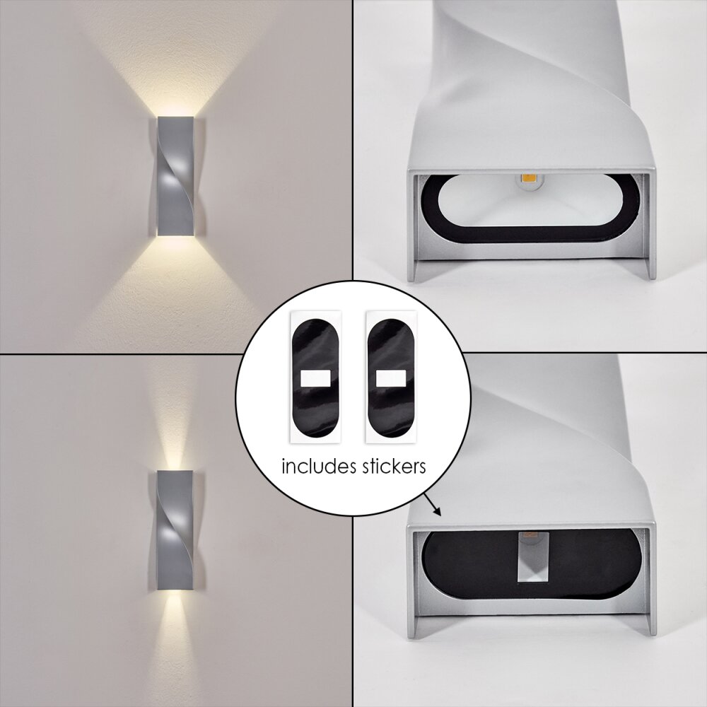 Halan outdoor wall light, Up & Down Light, wall light LED silver, 2-light sources
