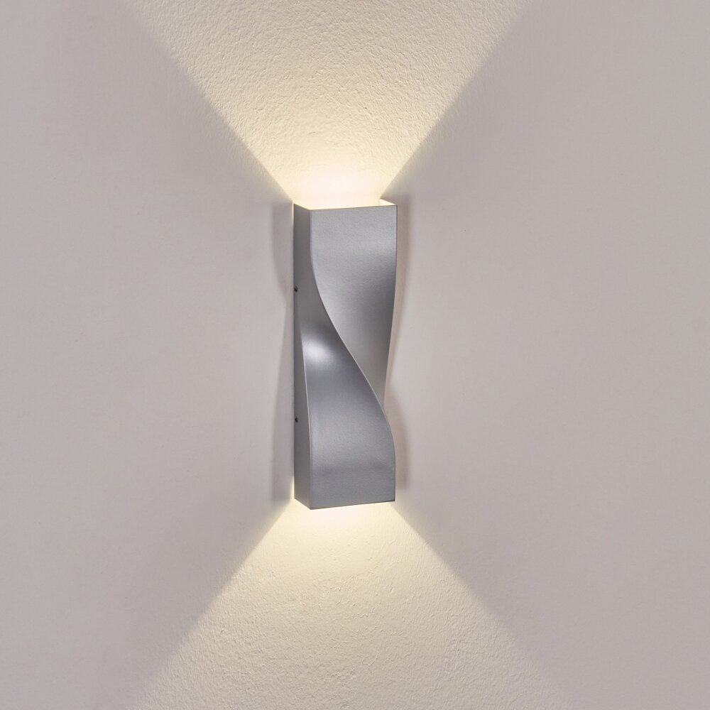 Halan outdoor wall light, Up & Down Light, wall light LED silver, 2-light sources