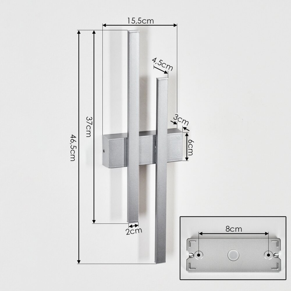 Glara outdoor wall light, wall light LED silver, 2-light sources