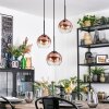 Koyoto hanging light, globe light, Cluster pendant lamp 30 cm clear, coppery, 3-light sources