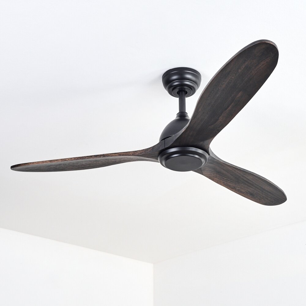 Mosstena Ceiling fan light Dark wood, black, Remote control