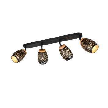 Reality lights Bidar ceiling spotlight black-gold, 4-light sources