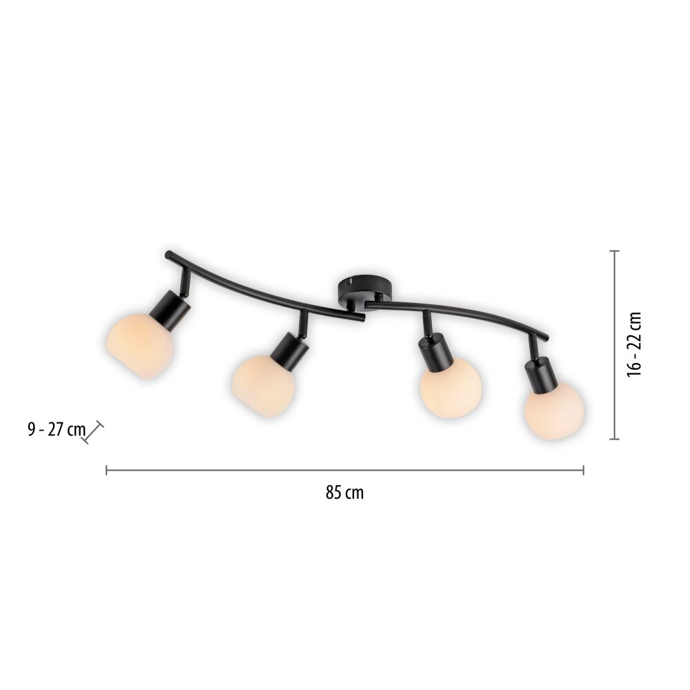 Leuchten Direkt lights LOKI ceiling light LED black, 4-light sources