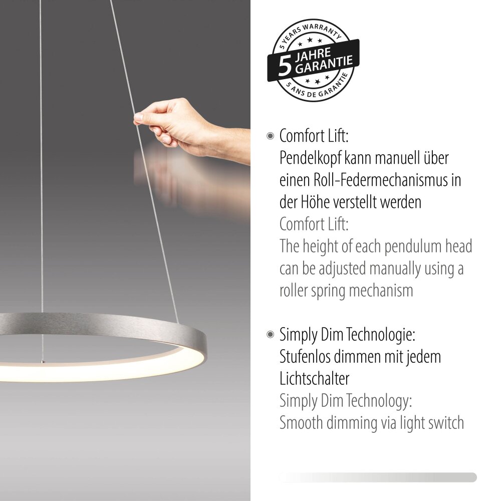 Paul Neuhaus lights Hoop pendant light LED silver, 1-light source