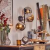 Ripoll globe light, wall light chrome, Smoke-coloured, 3-light sources