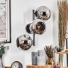 Ripoll globe light, wall light chrome, Smoke-coloured, 3-light sources