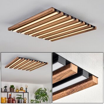 Tandragee ceiling light, Panel LED Wood like finish, black, 1-light source