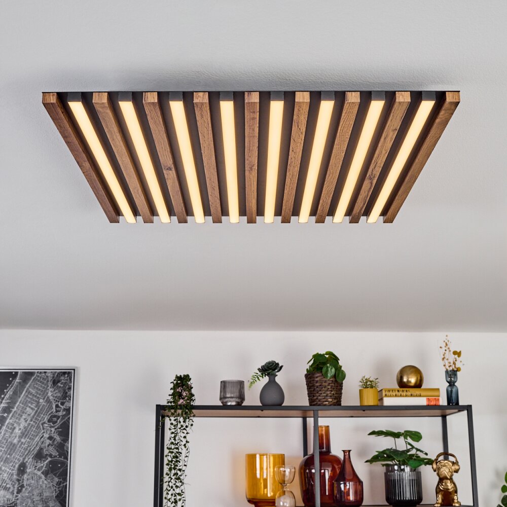Tandragee ceiling light, Panel LED Wood like finish, black, 1-light source