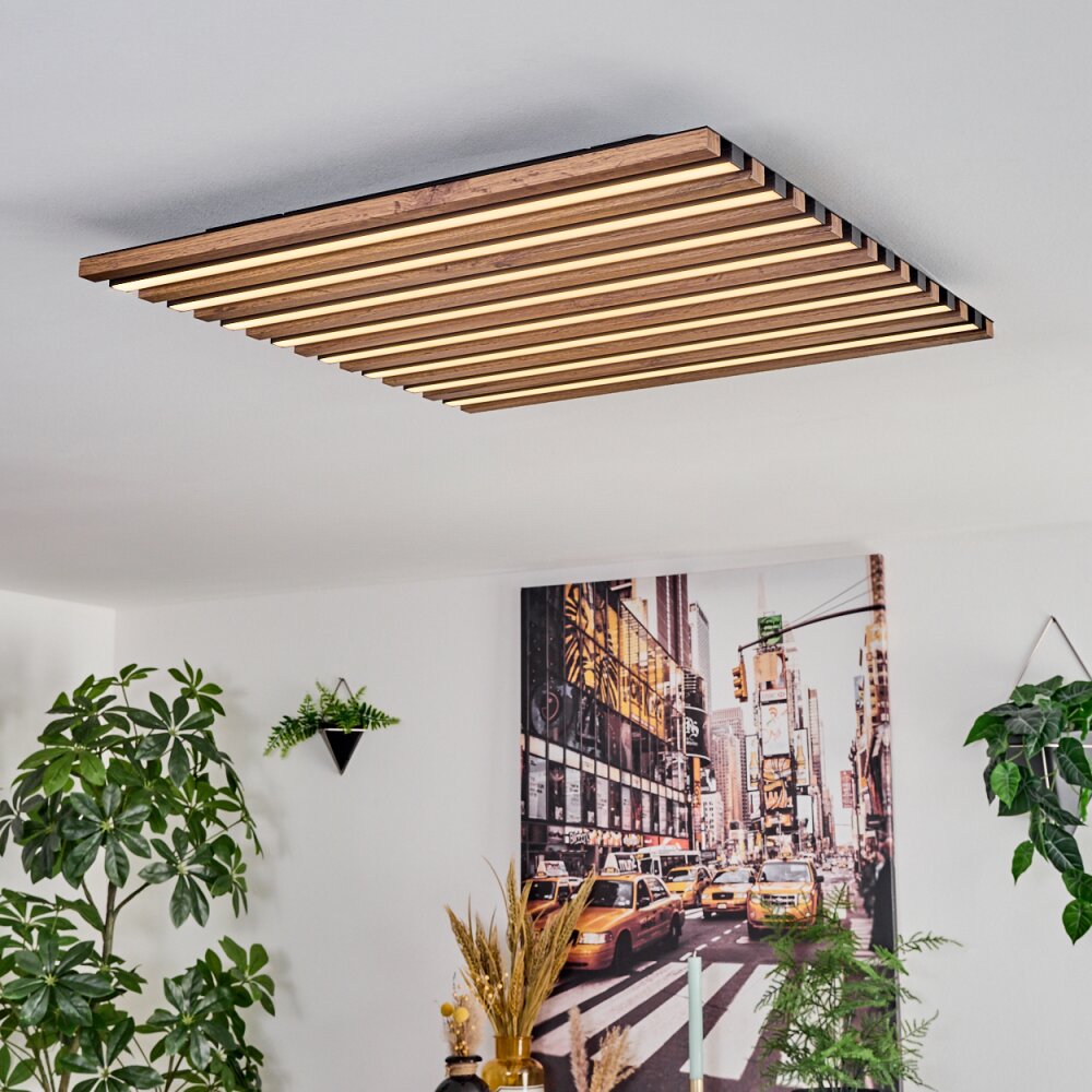Tandragee ceiling light, Panel LED Wood like finish, black, 1-light source