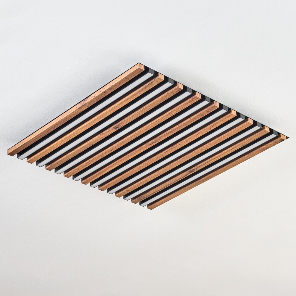 Tandragee ceiling light, Panel LED Wood like finish, black, 1-light source