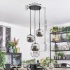 Ripoll hanging light, globe light, Cluster pendant lamp chrome, Smoke-coloured, 3-light sources