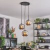 Ripoll hanging light, globe light, Cluster pendant lamp chrome, Smoke-coloured, 3-light sources