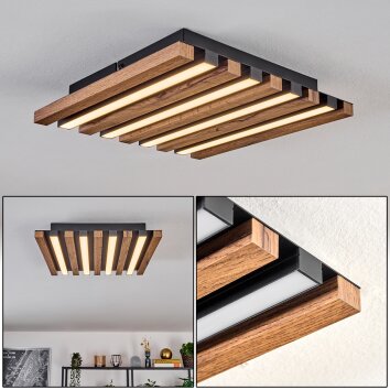 Tandragee ceiling light, Panel LED Wood like finish, black, 1-light source