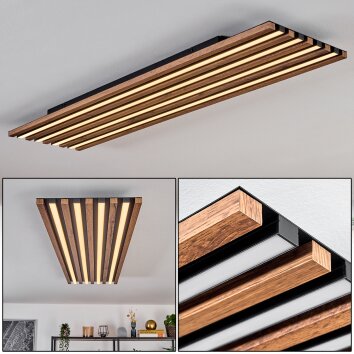 Tandragee ceiling light, Panel LED Wood like finish, black, 1-light source