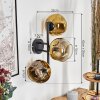 Ripoll globe light, wall light gold, clear, 3-light sources