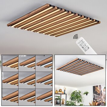 Tandragee ceiling light, Panel LED Wood like finish, black, 1-light source, Remote control