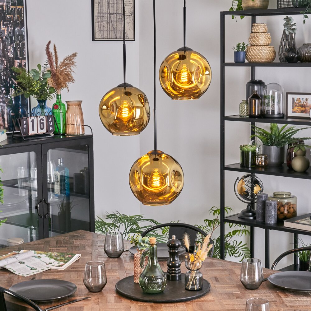 Ripoll hanging light, globe light, Cluster pendant lamp gold, 3-light sources main product photo