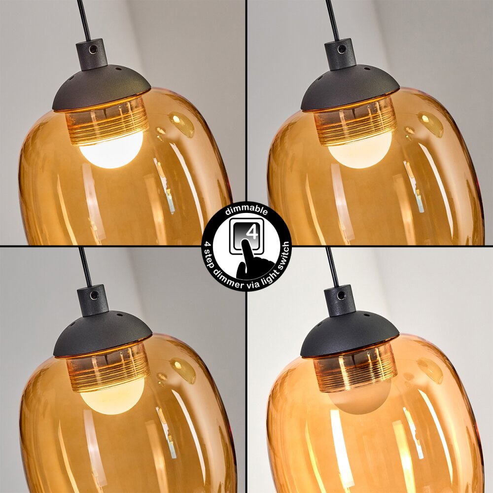 Moyrourkan hanging light, pendant light, Cluster pendant lamp LED blue, green, clear, orange, Smoke-coloured, 1-light source
