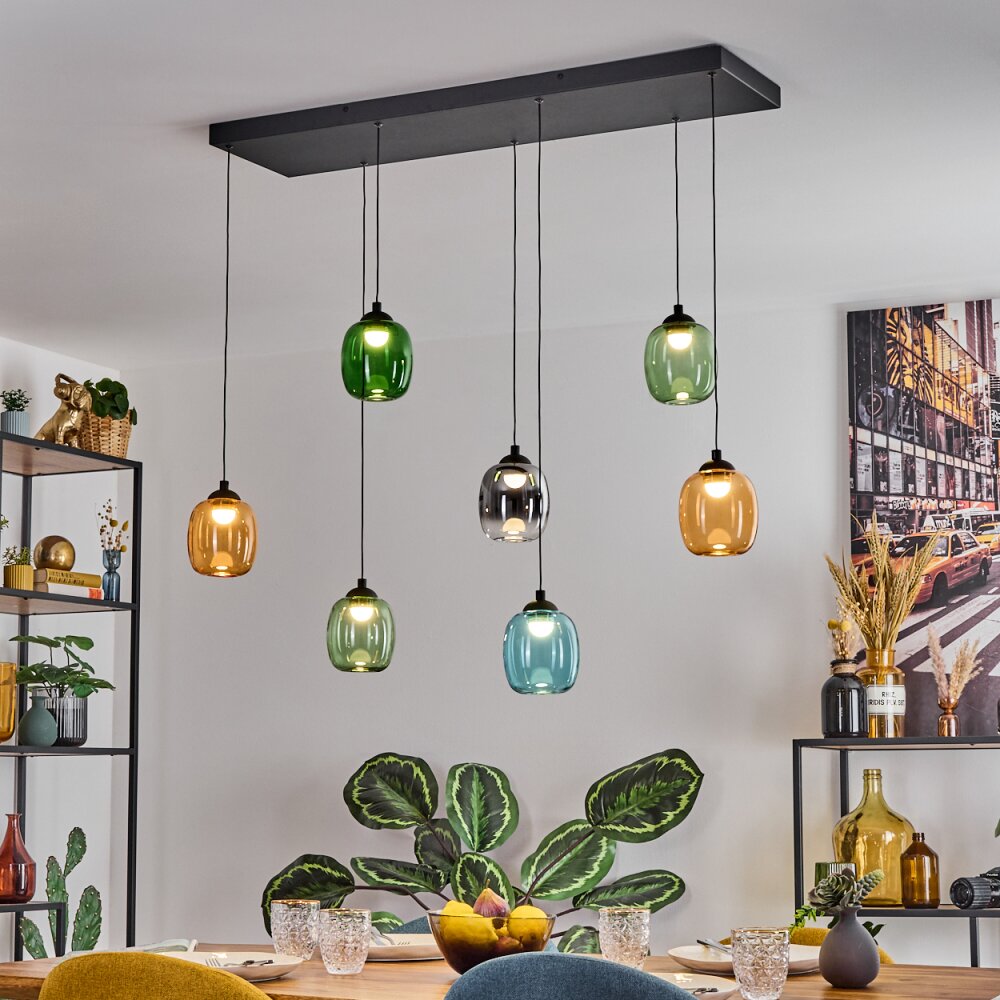 Moyrourkan hanging light, pendant light, Cluster pendant lamp LED blue, green, clear, orange, Smoke-coloured, 1-light source