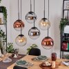 Gastor hanging light, globe light, pendant light Amber, chrome, clear, coppery, Smoke-coloured, 6-light sources