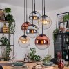 Gastor hanging light, globe light, pendant light Amber, chrome, clear, coppery, Smoke-coloured, 6-light sources