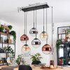 Gastor hanging light, globe light, pendant light Amber, chrome, clear, coppery, Smoke-coloured, 6-light sources