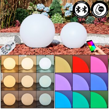 Ilorn globe light, pedestal light, path light LED white, 2-light sources, Remote control
