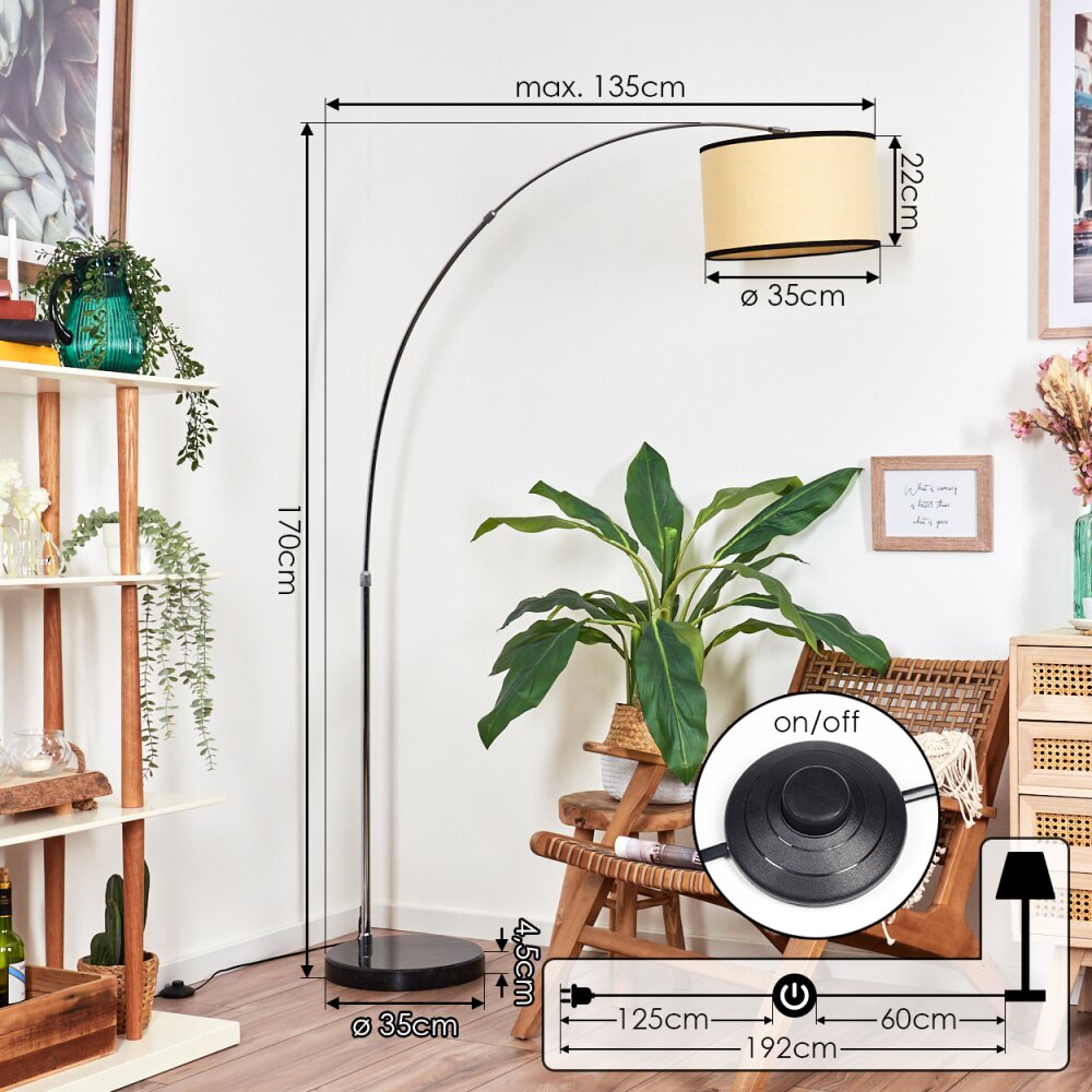 Chellas floor lamp chrome, black, 1-light source