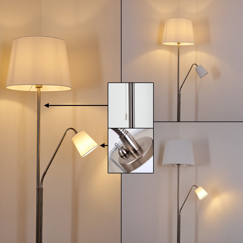 GUNSTOCK Floor Lamp polished nickel, 2-light sources