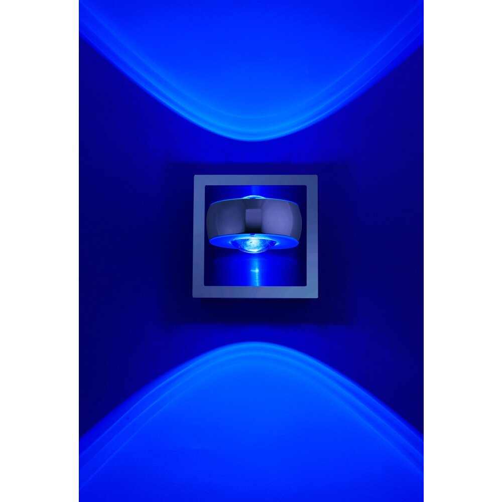 Wall Light Leuchten Direkt Ls-OPTI LED stainless steel, 2-light sources, Remote control, Colour changer