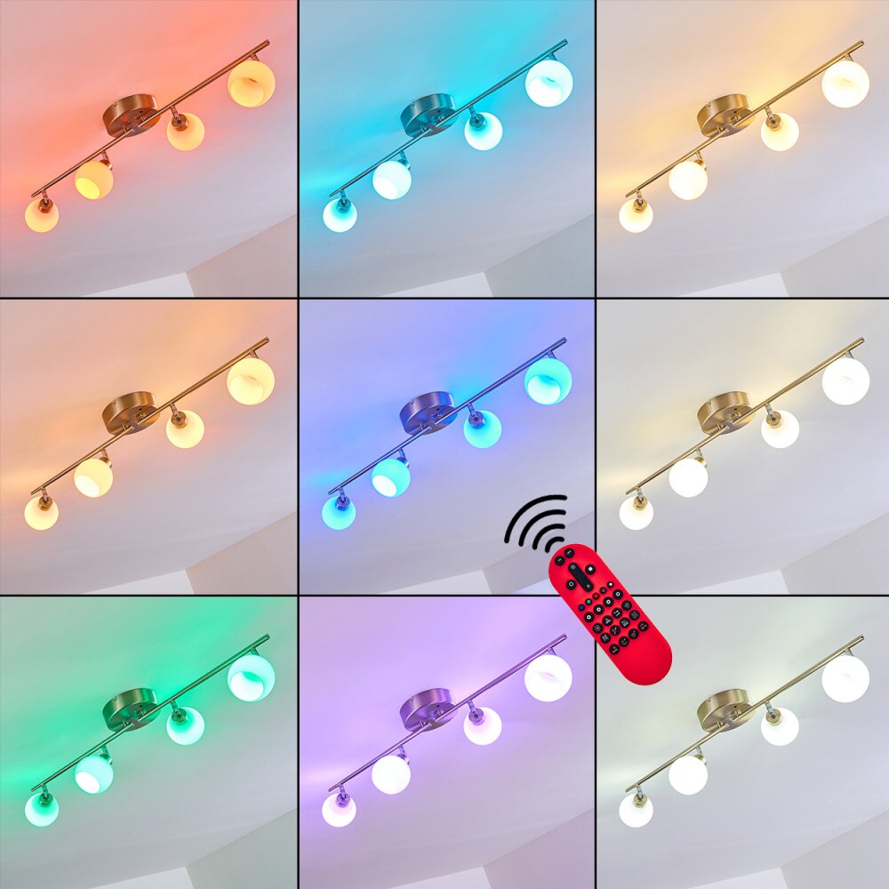 Motala Ceiling Light LED matt nickel, 4-light sources, Remote control, Colour changer