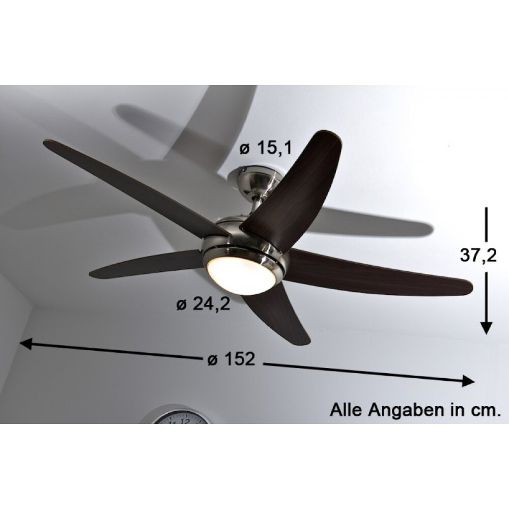 Globo FABIOLA fan stainless steel, matt nickel, 1-light source, Remote control
