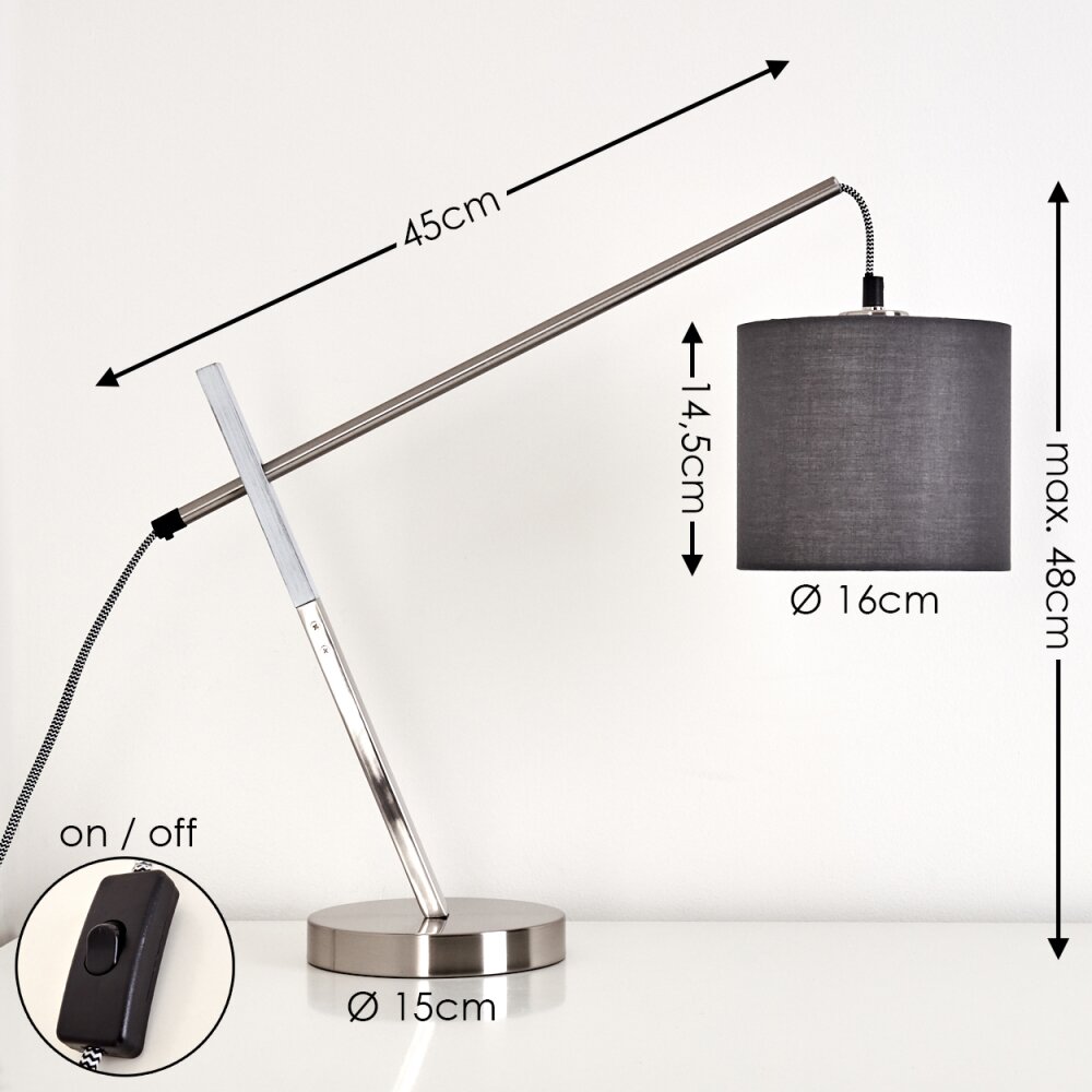 Huemoz Table Lamp matt nickel, 1-light source