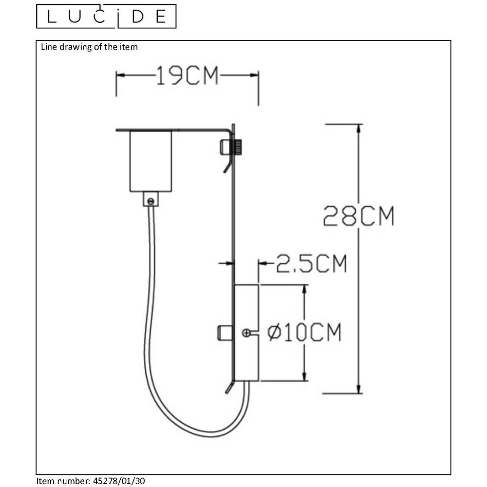 Wall Light Lucide MALCOLM black, 1-light source