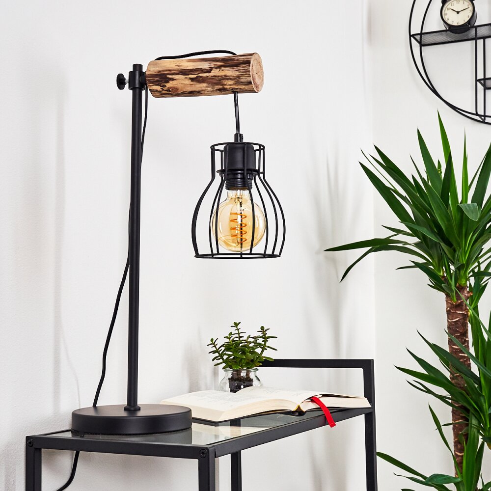 GONDO Table lamp Light wood, black, 1-light source