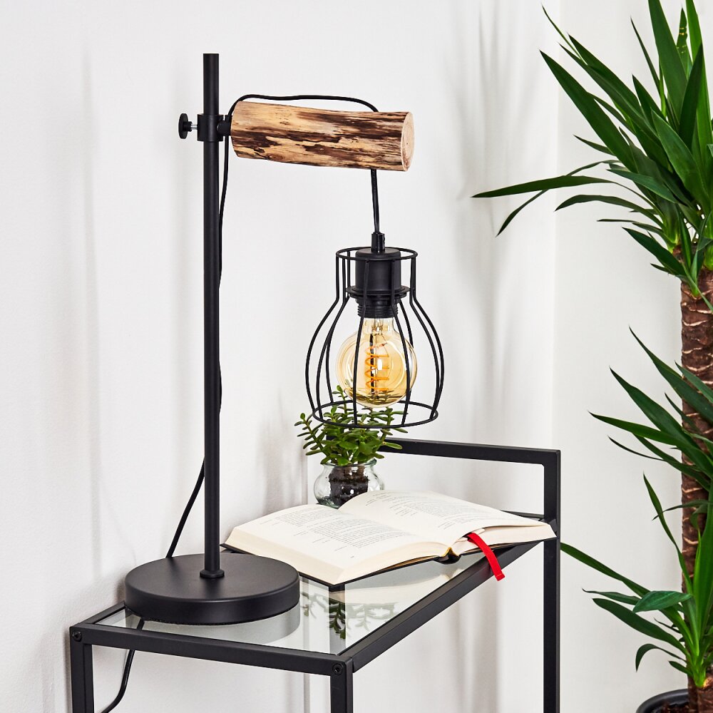 GONDO Table lamp Light wood, black, 1-light source