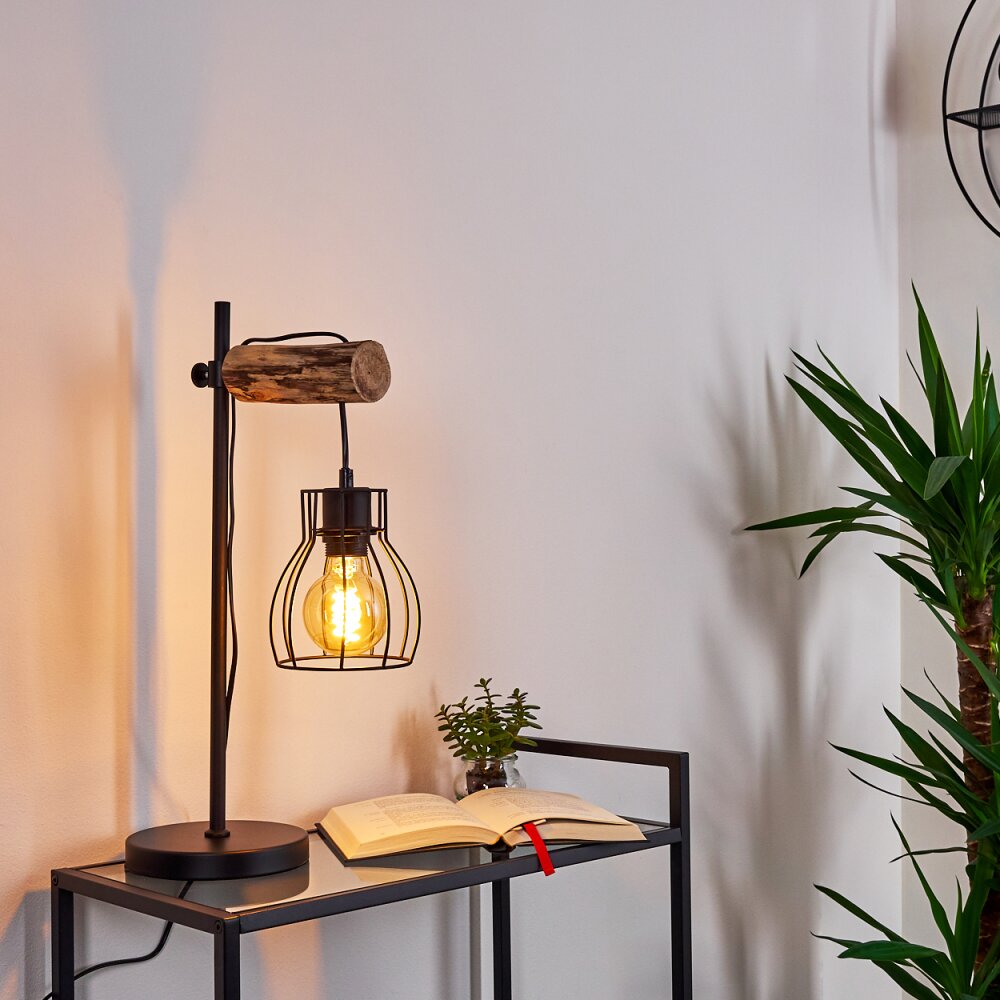GONDO Table lamp Light wood, black, 1-light source