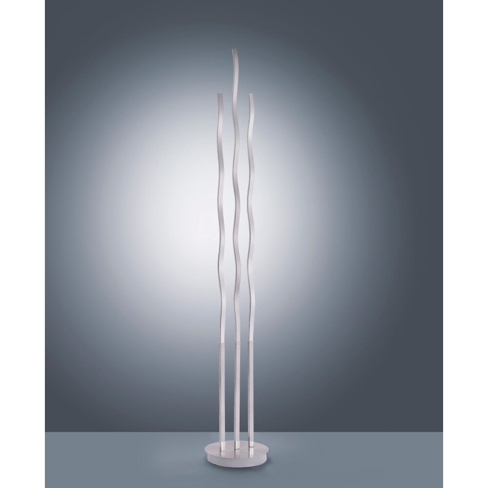 Leuchten Direkt LS-WAVE Floor Lamp LED stainless steel, 3-light sources, Remote control, Colour changer