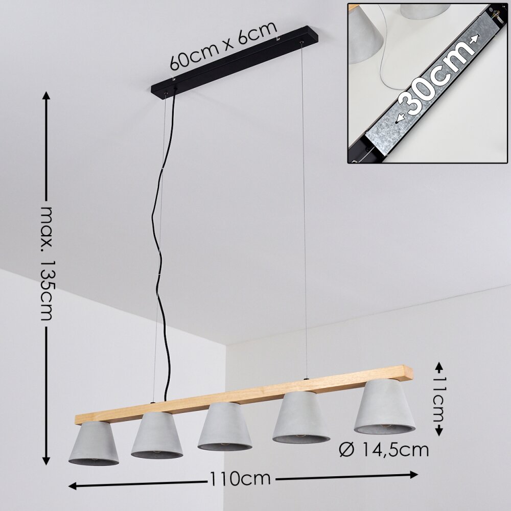 Halltorp Pendant Light Light wood, black, 5-light sources