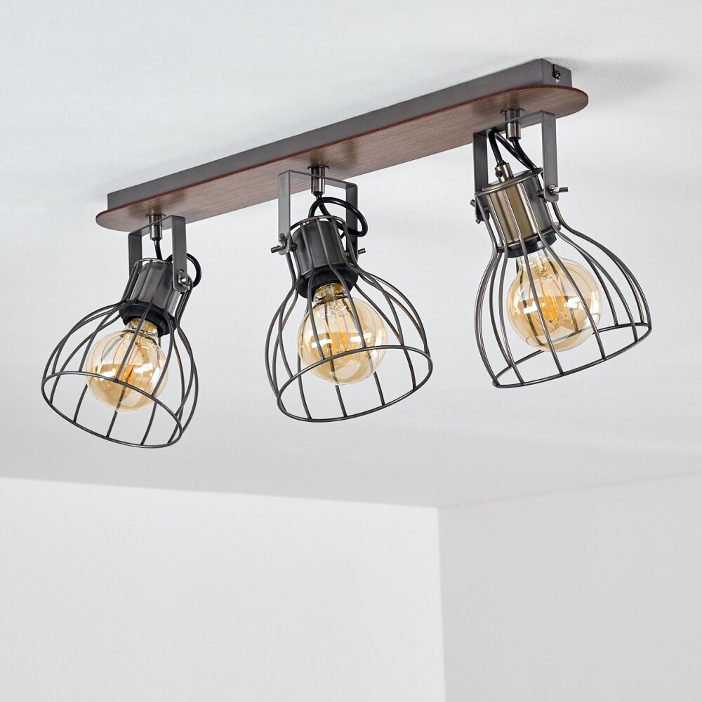 Bitterroot Ceiling Light grey, Dark wood, 3-light sources